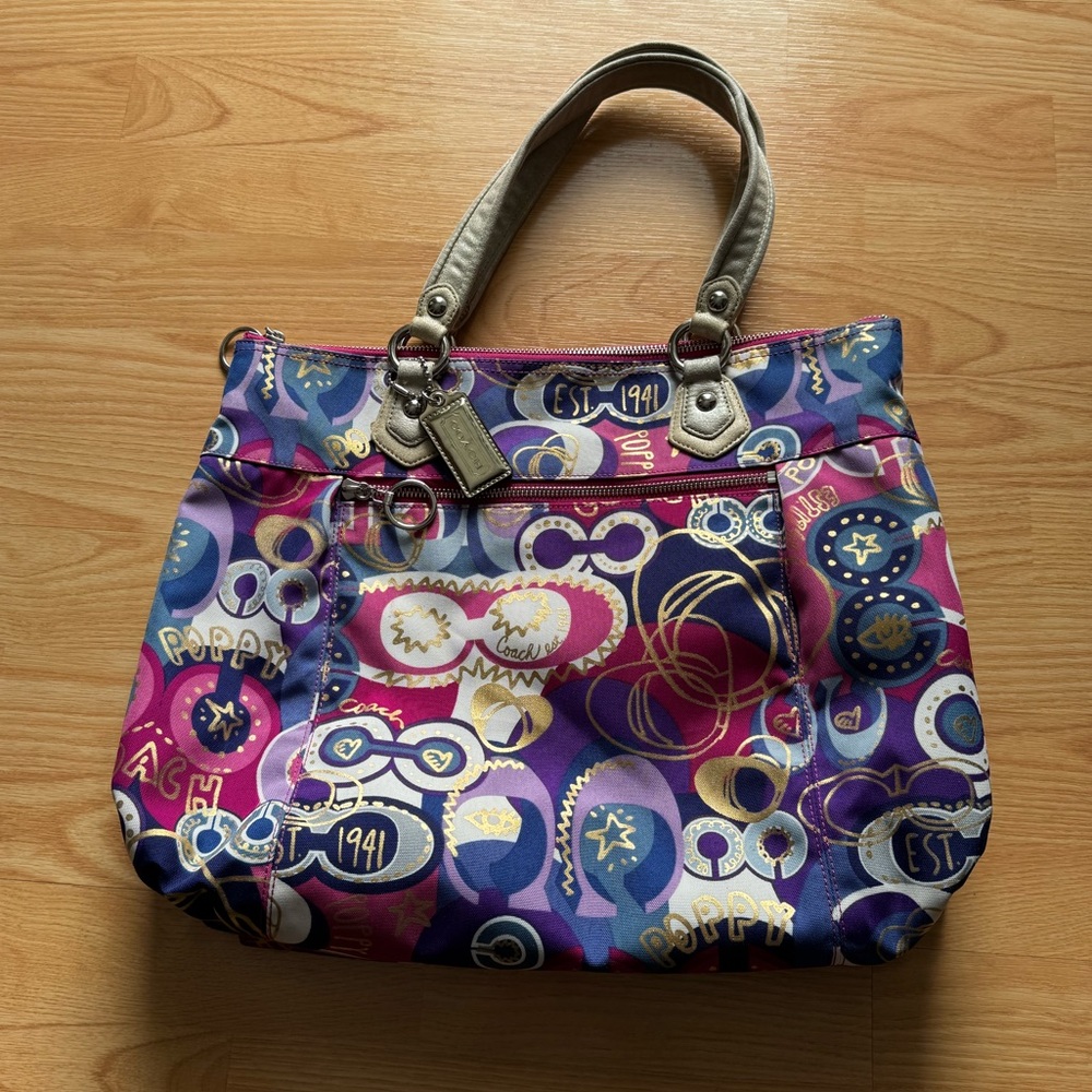 LIMITED EDITION Y2K Coach Poppy Pop C Metallic Graffiti Large Tote Bag Retro
